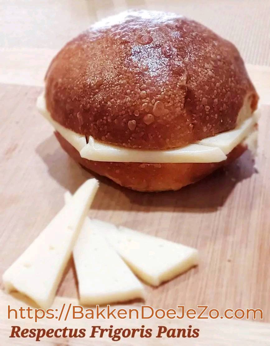Ingesneden broodje met kaas — ideale sandwichstructuur van de Respectus Frigoris Panis methode.