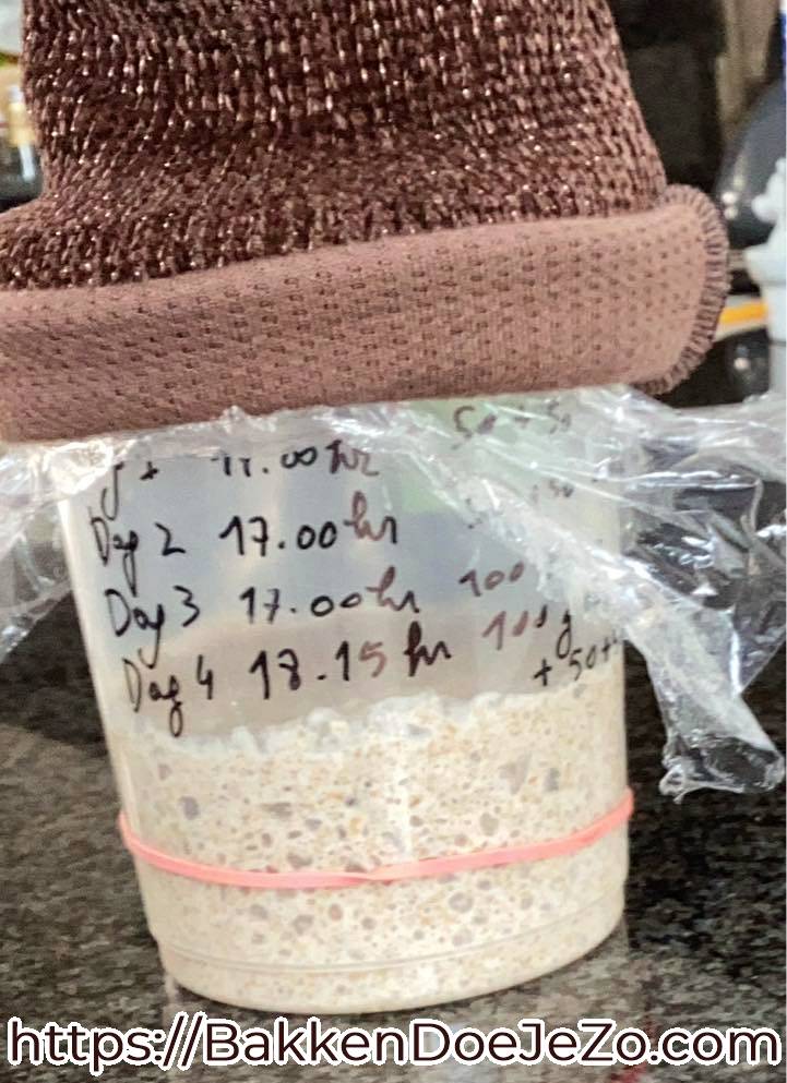 SummerDesem starter op zijn piekmoment met elastiekje rond het potje – recept van Robert Boelaert, Foto Ann Vanhaverbeke uit de Facebook groep Bakken Doe Je Zo